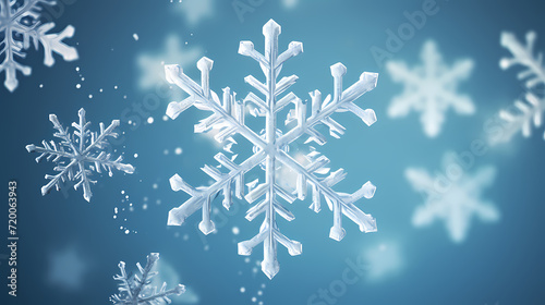 Beautiful winter Christmas glowing background with falling snowflakes, winter background