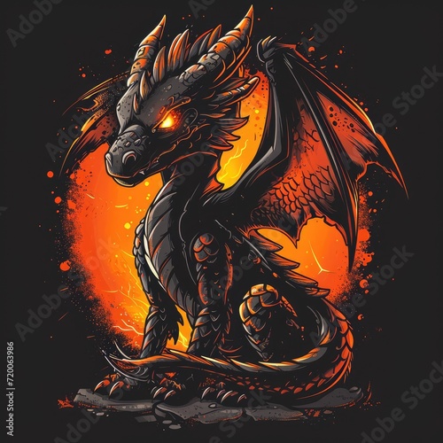 dragon character for t-shirt mockup design