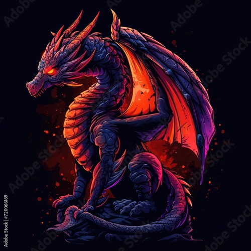 dragon character for t-shirt mockup design