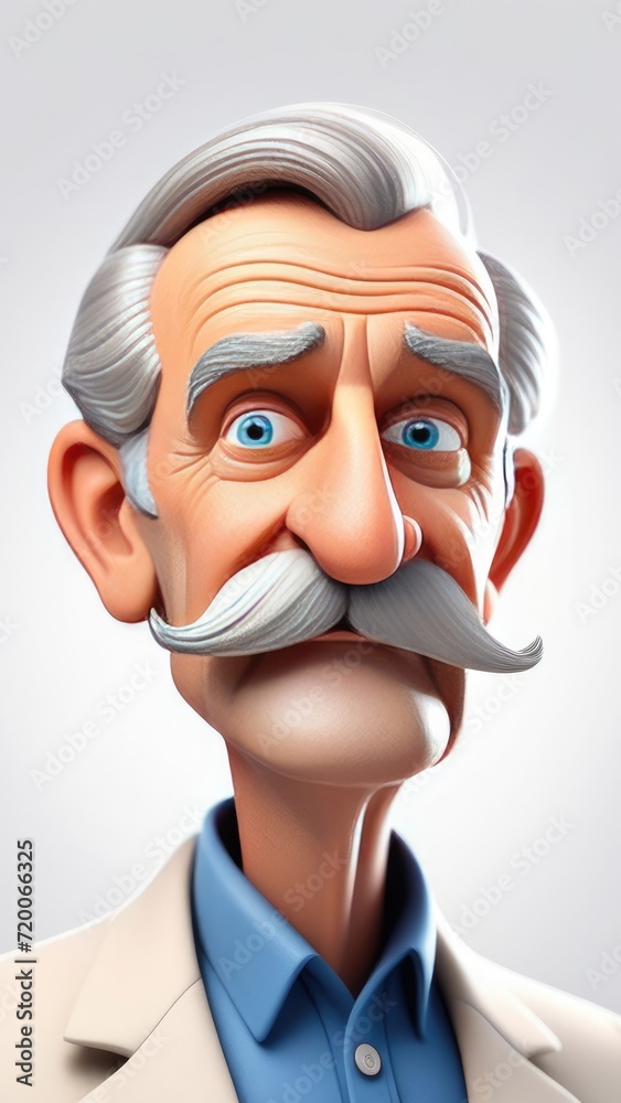 A cartoon old man with a mustache A cartoon old man with a mustache