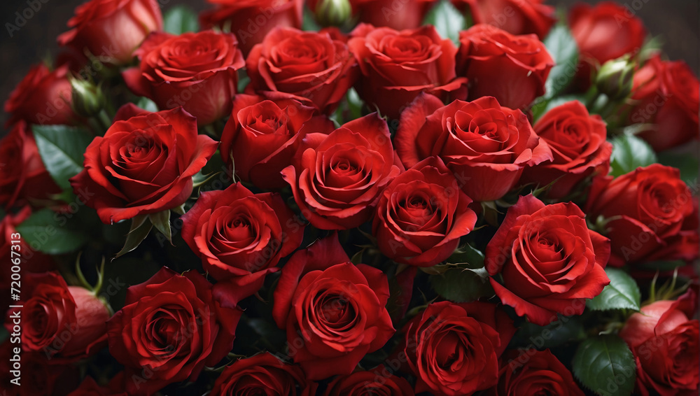 Celebrate February 14th with a charming bouquet of red roses. A colorful bouquet of red roses makes a wonderful gift for Valentine's Day or an anniversary. Colorful bouquet of red roses
