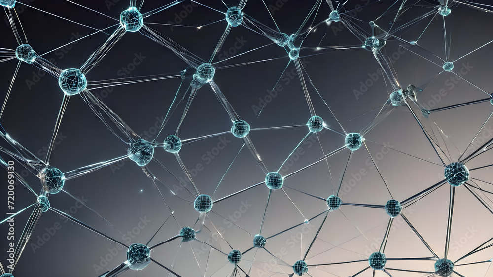 Network structure chemical bonds in molecular level of lines and points, dots and connections. AI generated image, ai Network structure chemical bonds in molecular level of lines and points, dots and connections. AI generated image, ai