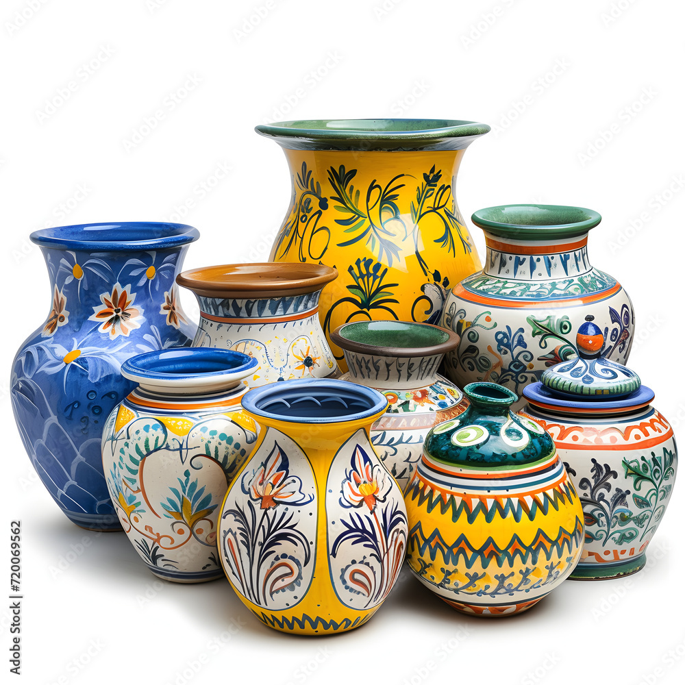 Hand-painted ceramics isolated on white background, cinematic, png
