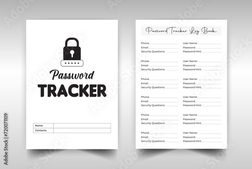 Password tracker logbook kdp interior print template for social media account design