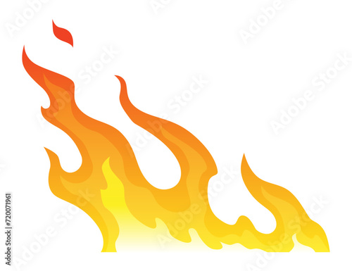 Fire flame icon. Cartoon heat wildfire or bonfire, burn power fiery. Power light energy silhouette. Campfire element in flat style. Isolated vector illustration