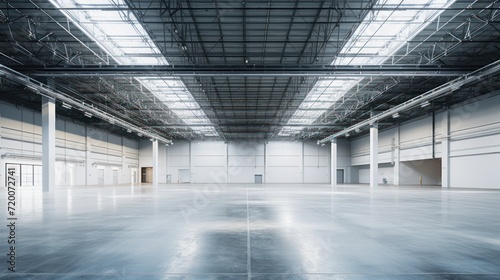 Interior of an empty and clean modern warehouse