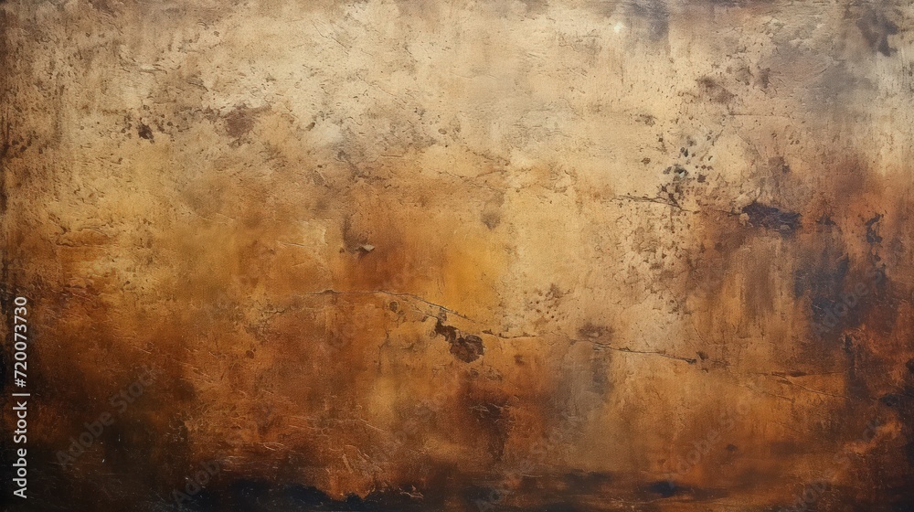 Painted surface featuring antique and aged metal in gold, brown, and black hues, creating a vintage texture backdrop