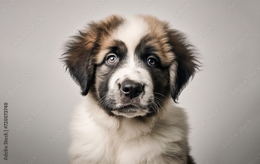 small Pyrenean Mastiff puppy on a light background