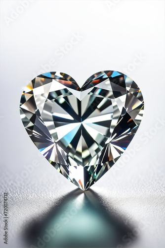 Heart shaped diamond on white background