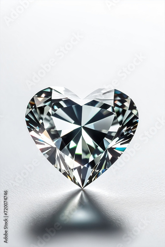 Heart shaped diamond on white background
