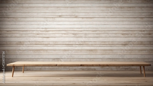 empty wooden table grungy white wall background