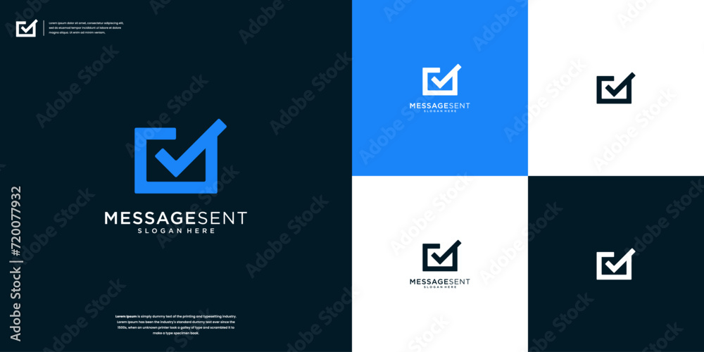 Envelope mail icon message combination with check mark logo design for your business company identity Envelope mail icon message combination with check mark logo design for your business company identity