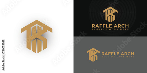 Abstract initial letter RA or AR logo in gold color isolated in white background applied for architecture logo also suitable for the brands or companies have initial name AR or RA.