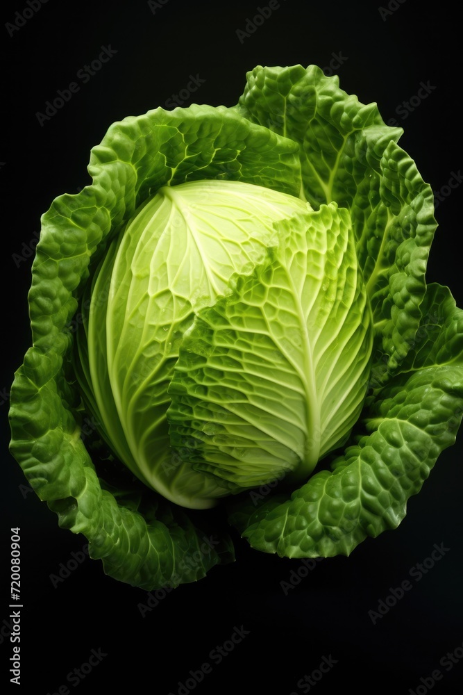 Obraz premium Detailed close-up image of one cabbage. 