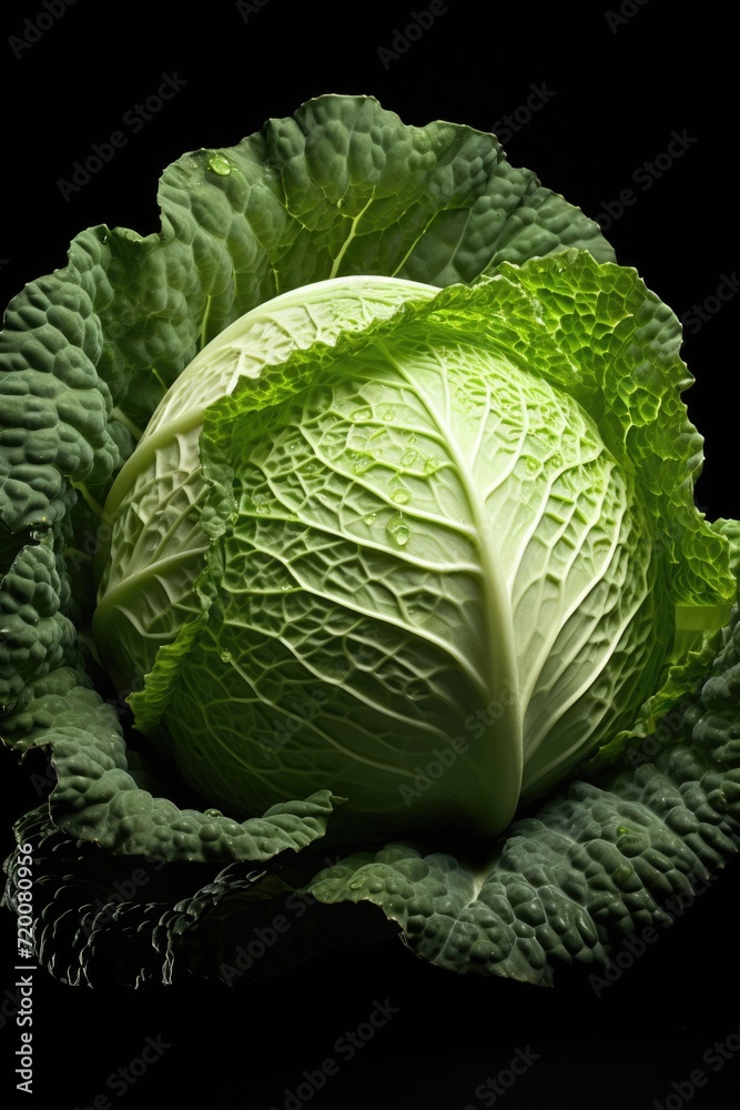 Fototapeta premium Detailed close-up image of one cabbage. 
