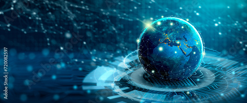 Fototapeta Naklejka Na Ścianę i Meble -  Global Business and Network connection concept. Elements furnished by NASA. 3D Rendering.