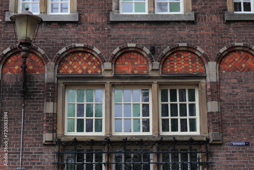 Amsterdam Vredenburgh Building Facade Detail with Windows, Netherlands