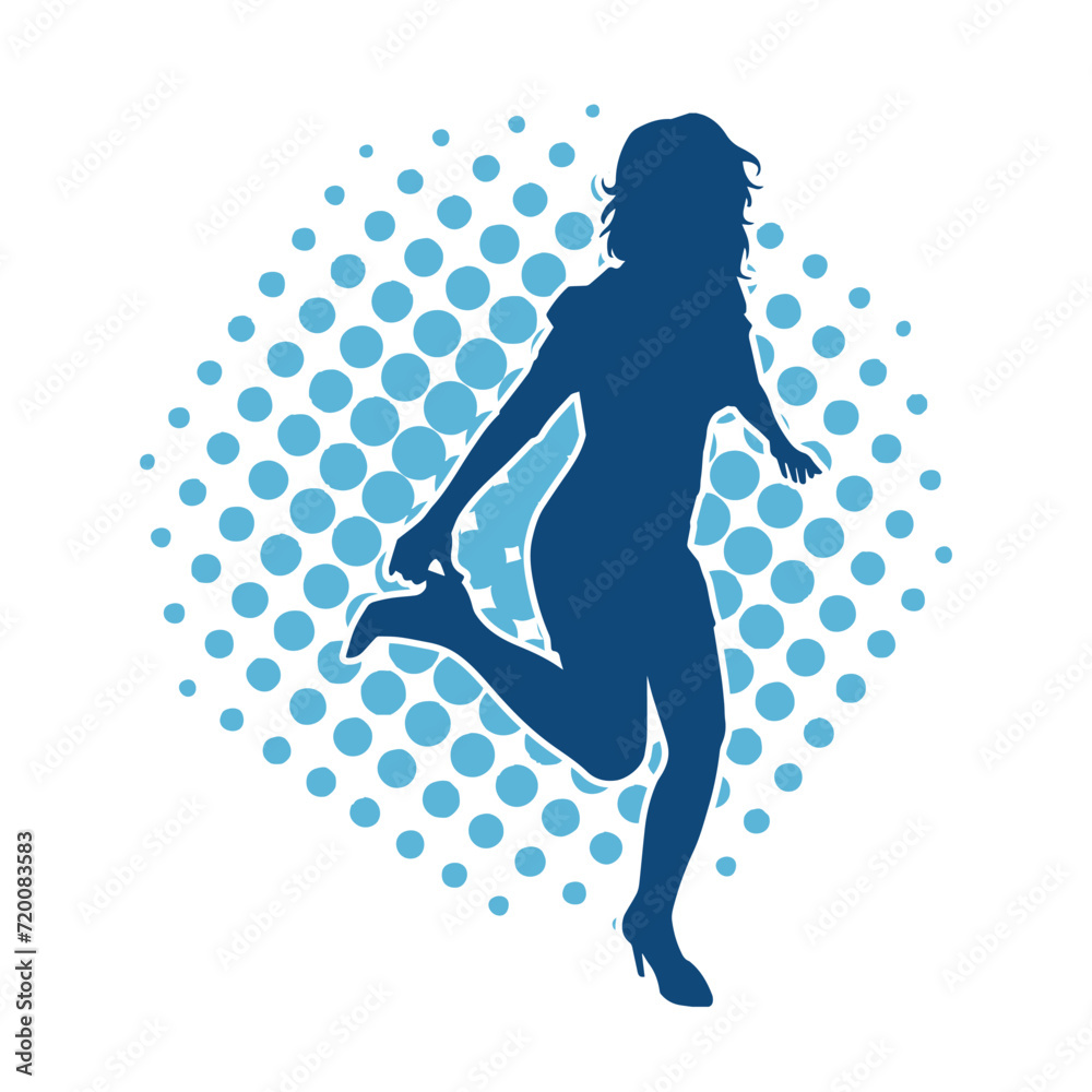 Silhouette of a slim female in dance pose. Silhouette of a woman dancing. Silhouette of a slim female in dance pose. Silhouette of a woman dancing.