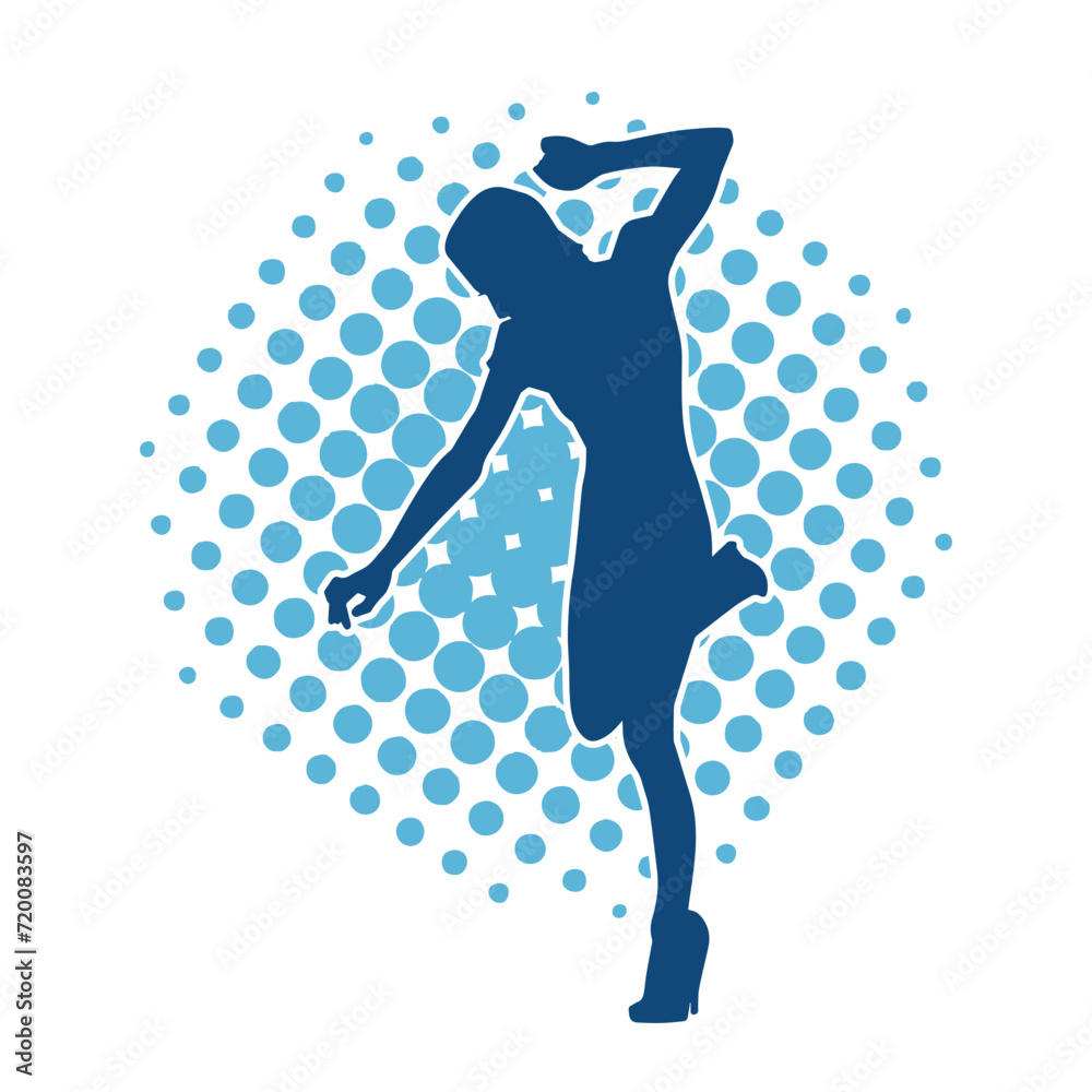 Silhouette of a slim female in dance pose. Silhouette of a woman dancing. Silhouette of a slim female in dance pose. Silhouette of a woman dancing.