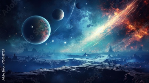 space landscape with planets, stars, galaxy. Exploration, space exploration, space program