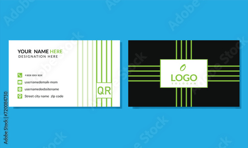 business card template, vector corporate Double-sided  Professional modern creative unique blue minimalist gold elegant business card in black simple  photo