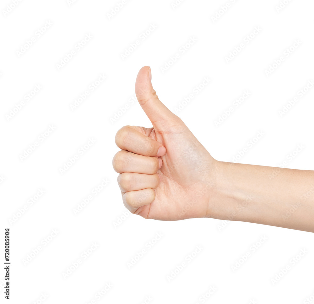 Hand thumbs up or like sign on isolated white background. Hand thumbs up or like sign on isolated white background.