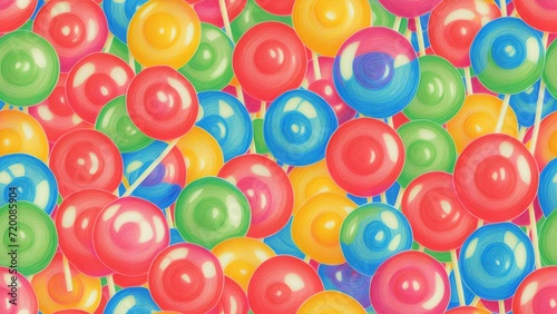 Colorful lollipops and candies on a solid background. Seamless pattern for bakery, pastry shop, confectionery, wrapping paper or packaging