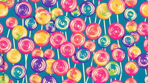 Colorful lollipops and candies on a solid background. Seamless pattern for bakery  pastry shop  confectionery  wrapping paper or packaging