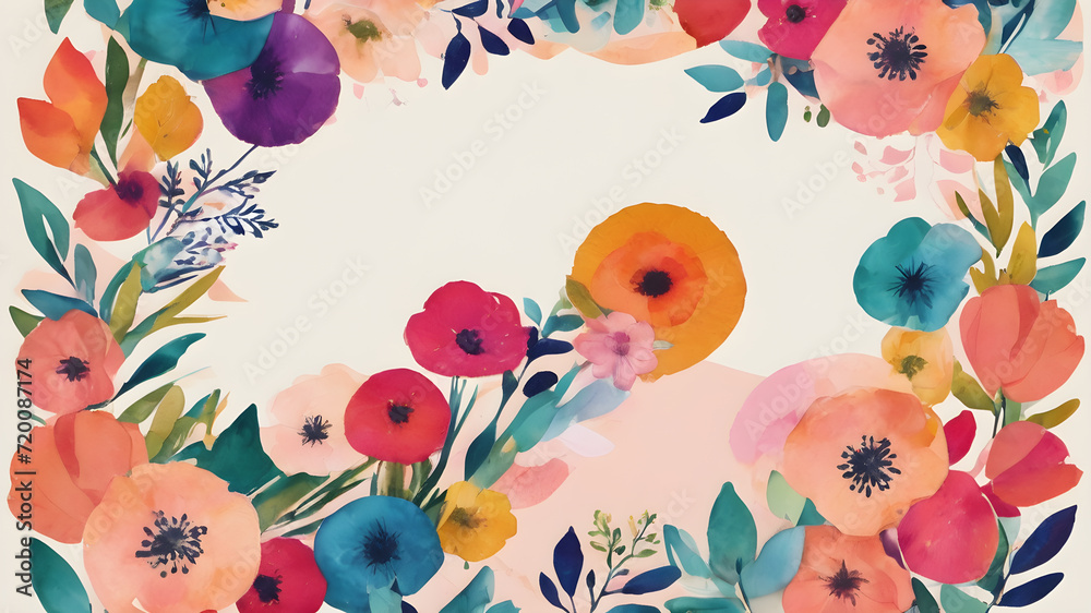 Fototapeta premium Floral design template with copyspace. Abstract modern floral background design template. AI generated image