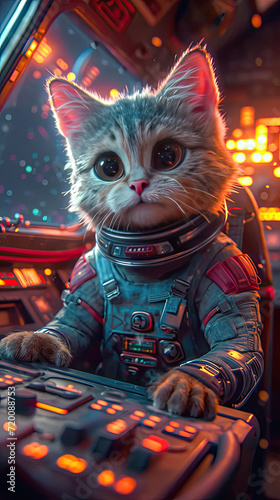 Astro Cat, with paws on the controls.Generative AI