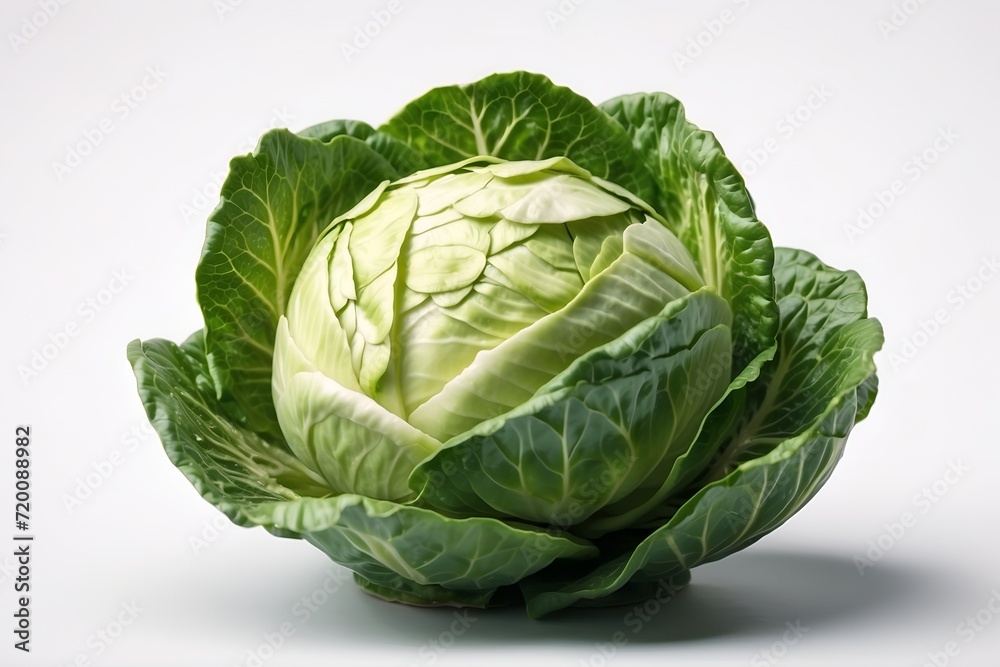 Fototapeta premium Cabbage isolated on white background. Close up of cabbage head.