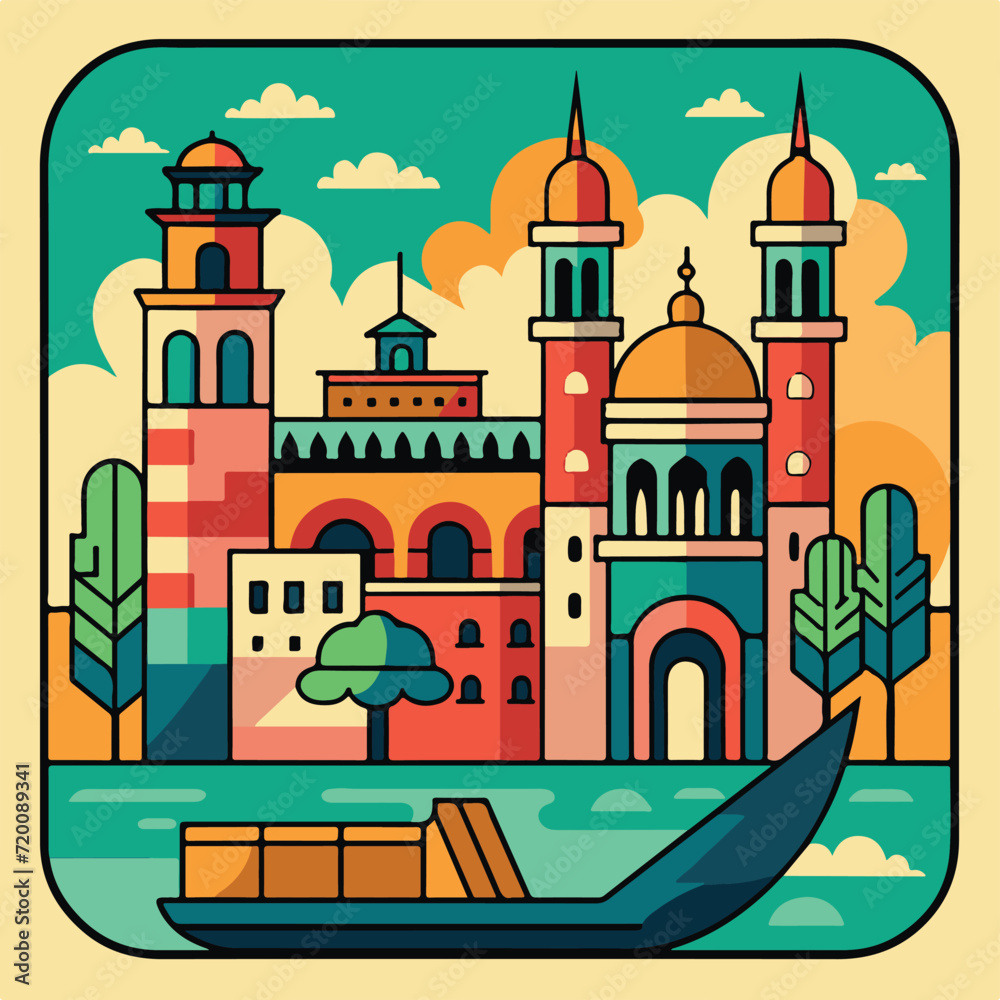 Obraz premium venezia square linear gondola 