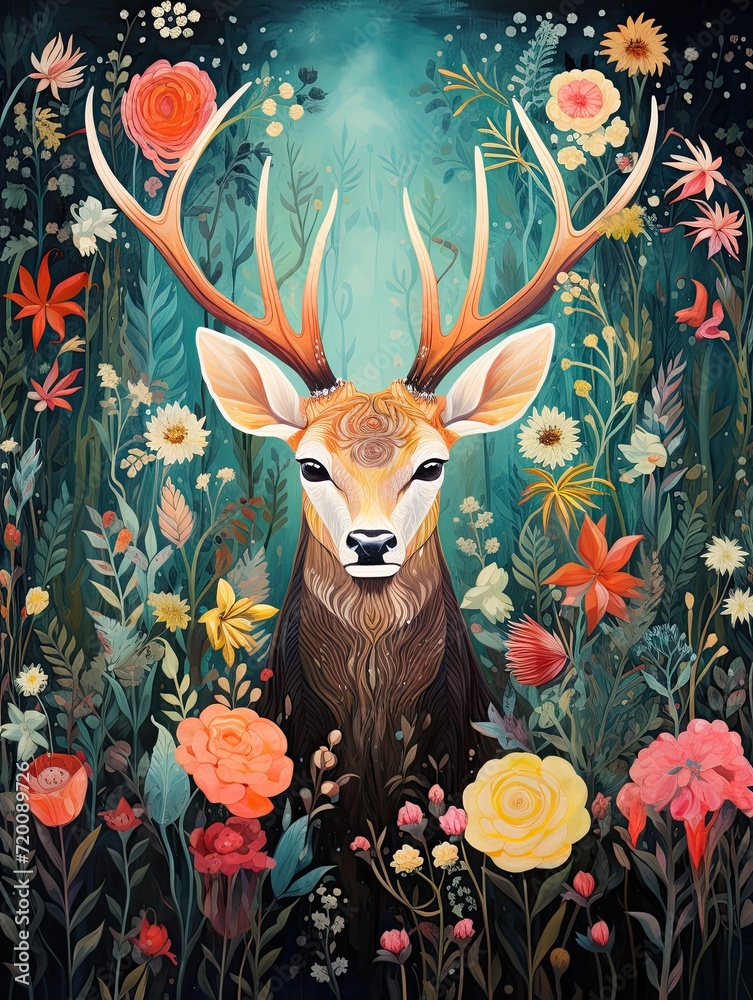 Artistic Zodiac Sign Interpretations Spring Meadow Print with Vibrant