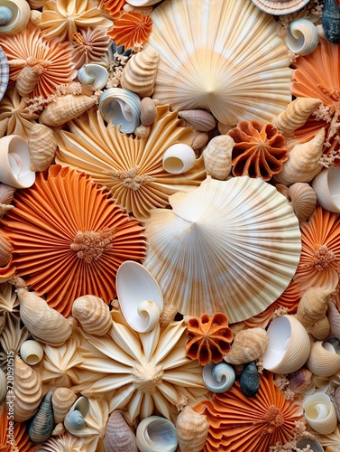 Organic Seashell Hues: Earth Tones Beach and Seashell Compositions