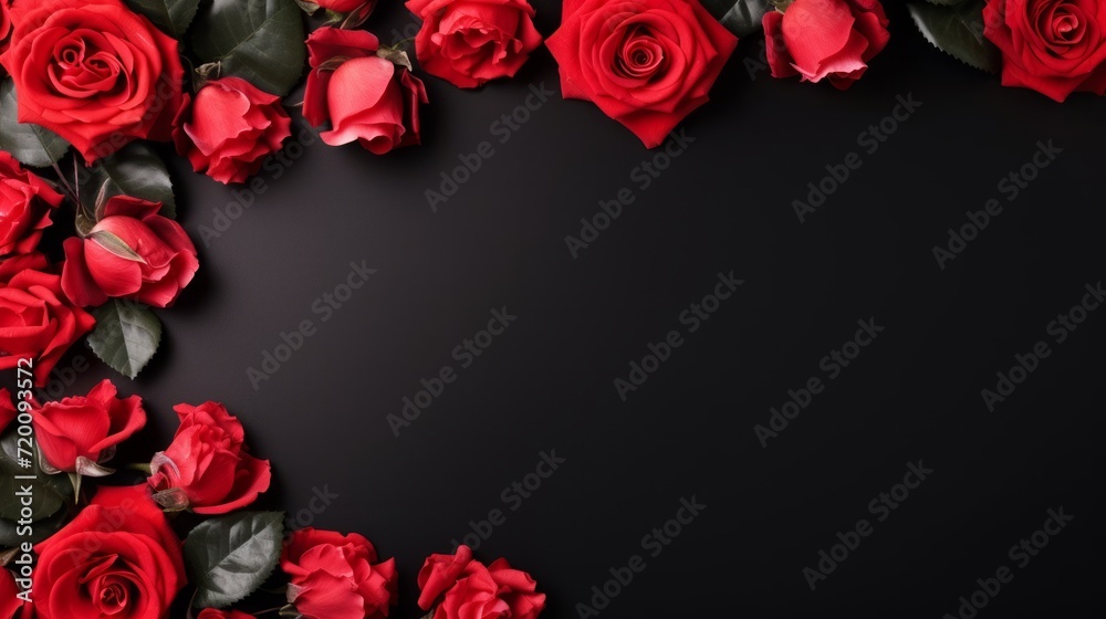 Elegant Red Roses on Dark Background with Copy Space