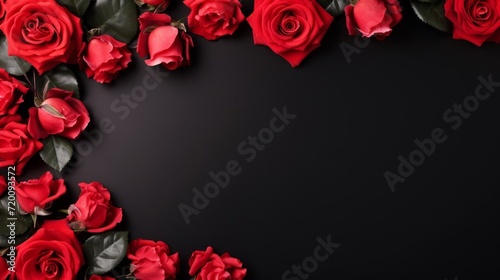 Elegant Red Roses on Dark Background with Copy Space
