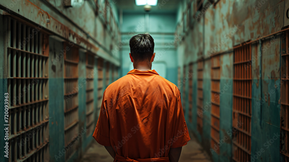 A prisoner in an orange robe