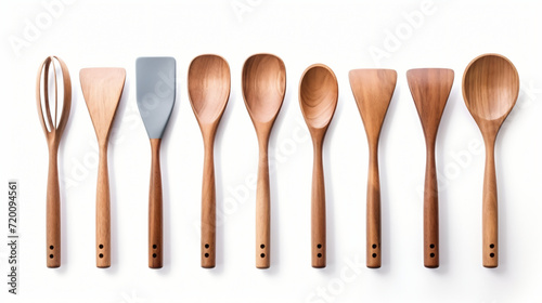 A set of kitchen utensils with a wooden handle photo