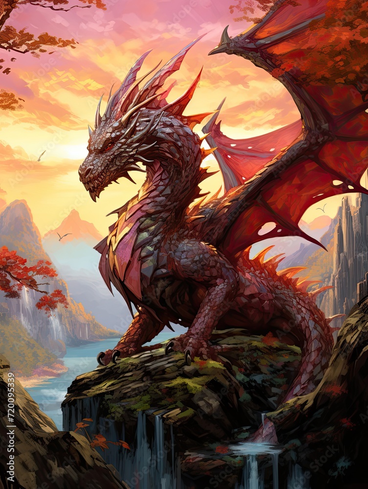 Contemporary Dragon Scenes: Abstract Fantasy Dragon Illustrations in Modern Landscapes Contemporary Dragon Scenes: Abstract Fantasy Dragon Illustrations in Modern Landscapes
