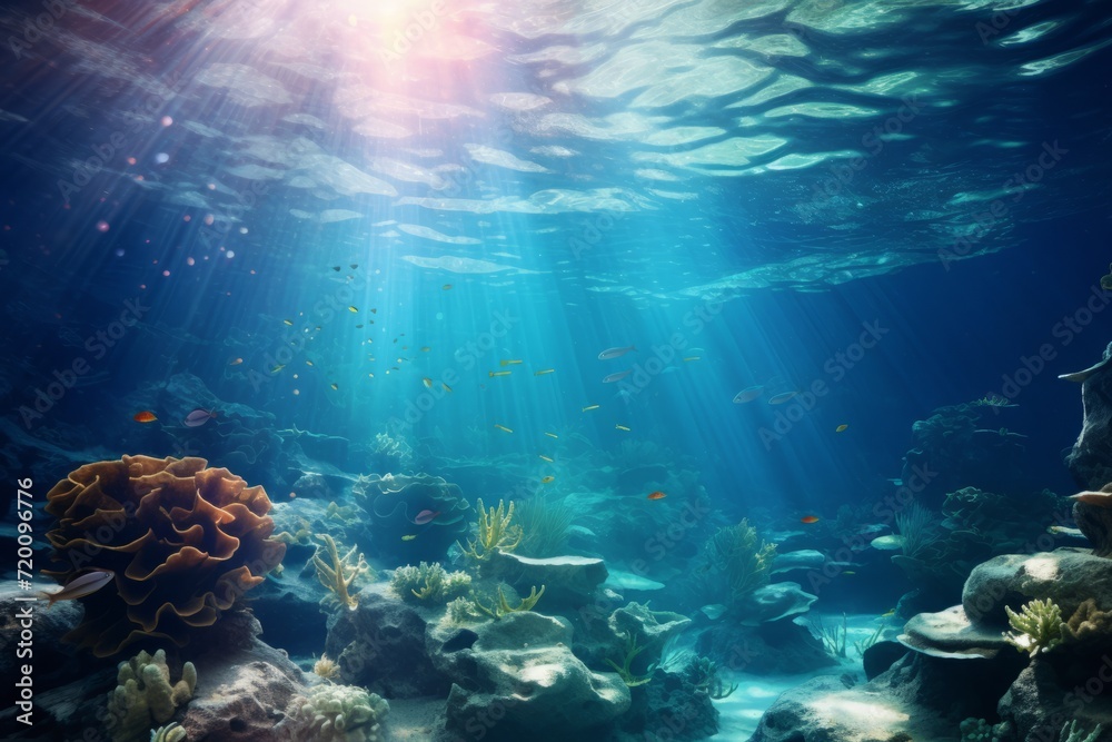 Obraz premium Serene Underwater World with Sun Rays