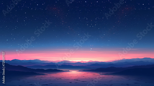 Colorful Twilight: A breathtaking scene featuring a vibrant sunset over the sea, with a stunning blend of orange, red, and blue hues, framed by the silhouette of majestic mountains and a sky adorned w
