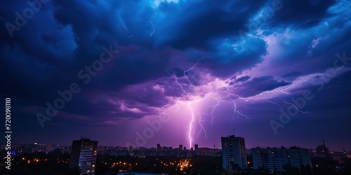 Photograph of lightning storm over the city