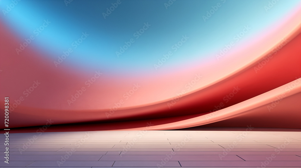 Fototapeta premium 3d render, abstract background with red and blue waves, wavy lines. AI Generative
