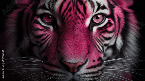 A close-up of the pink tiger, a fashion world predator, generative AI