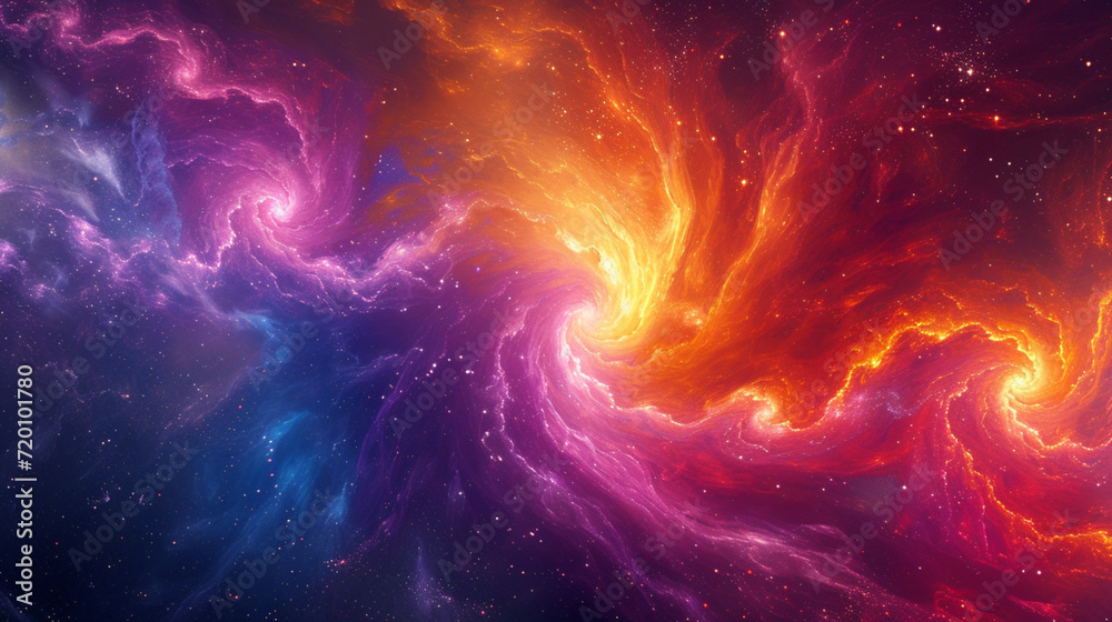A cosmic abstract dance of vibrant colors