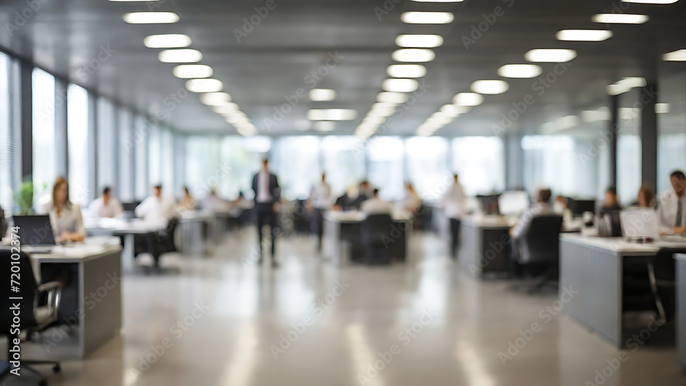 Blurred business office scene, Blurred business meeting background, business office background, blurred background, Generative AI