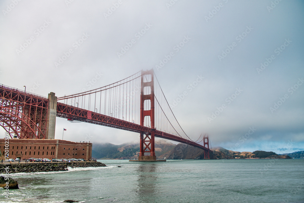 The Golden Gate Bridge on a foggy day, San Francisco