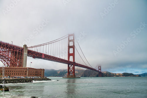 The Golden Gate Bridge on a foggy day  San Francisco