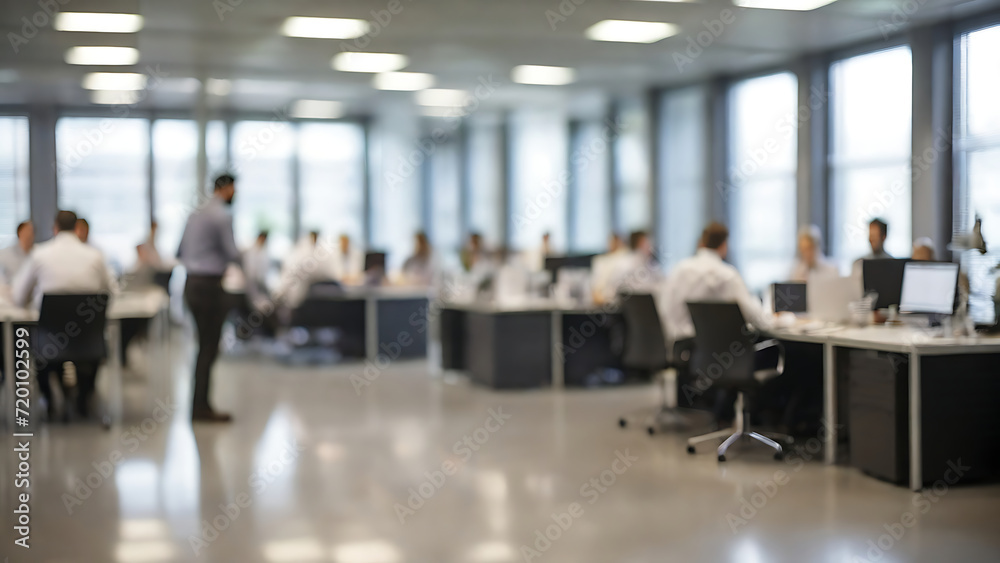 Blurred business office scene, Blurred business meeting background, business office background, blurred background, Generative AI