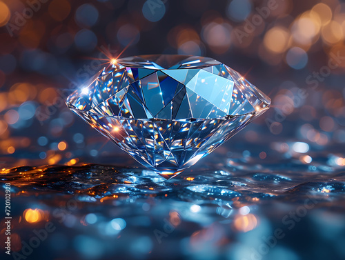 Blue Radiance: Brilliant Diamonds Sparkling in a Luxurious Setting